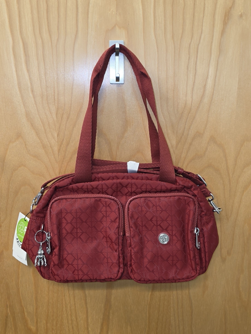 KIPLING Cool Defea nylon medium shoulder bag - Signature Embossed Red